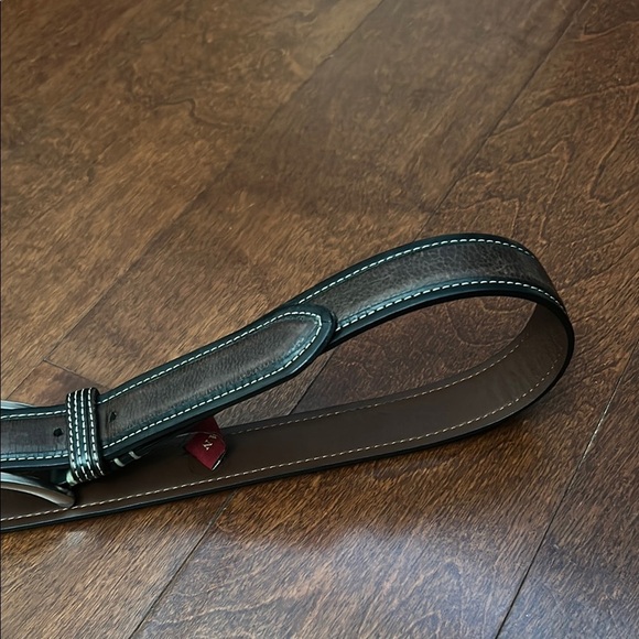 Cole Haan Men’s Two Tone Leather Belt 
With Contrast Stitching, Silver Hardware - Picture 8 of 16